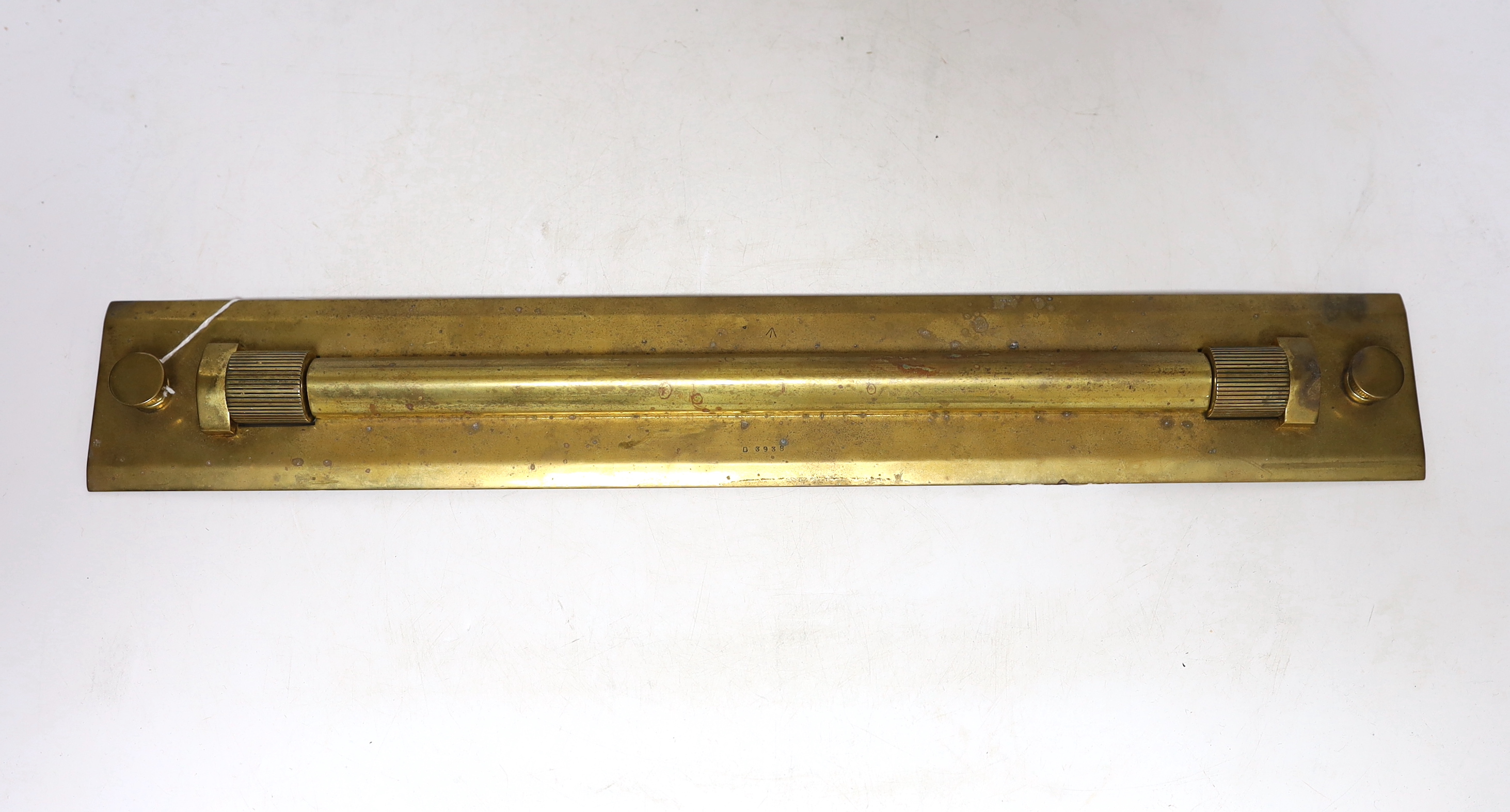 A military brass parallel ruler, Board of Ordnance broad arrow, serial number 3938